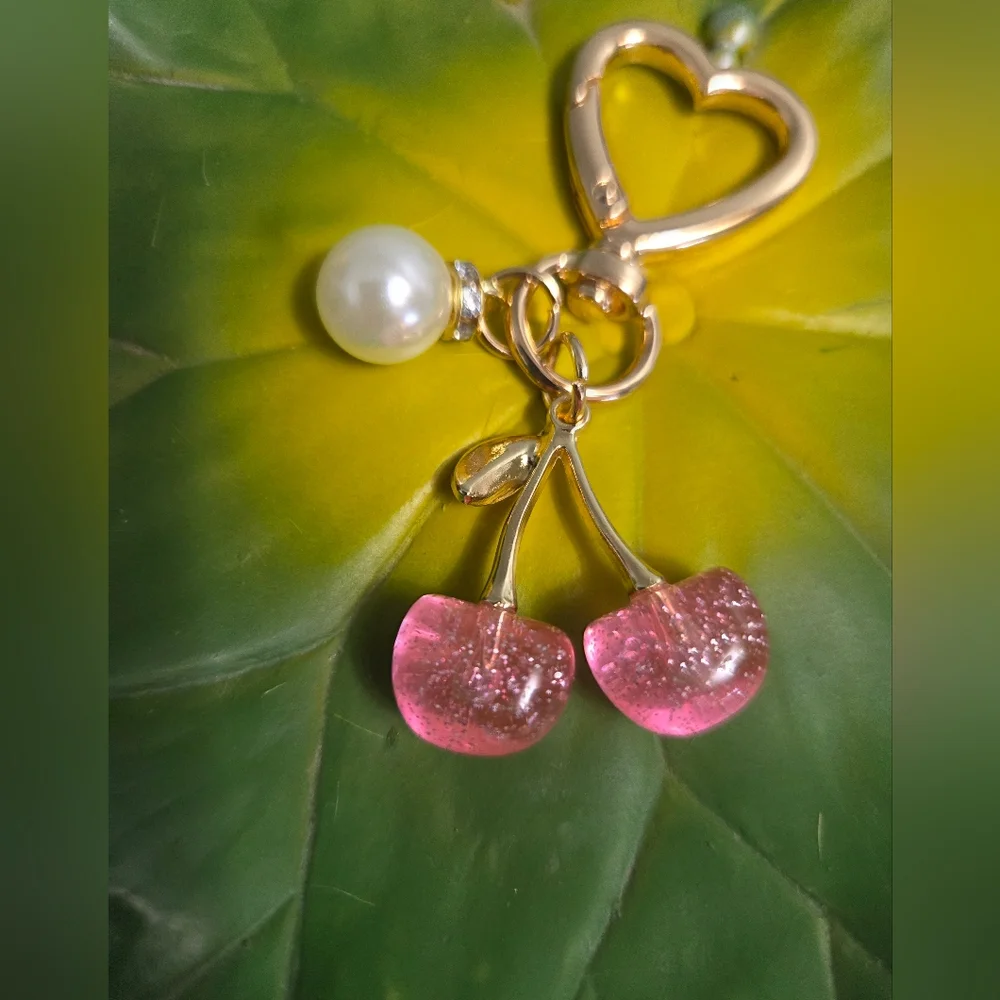 Cherry Blossom Bag Charm/Keychain, Pink, NEW - Picture 6 of 7